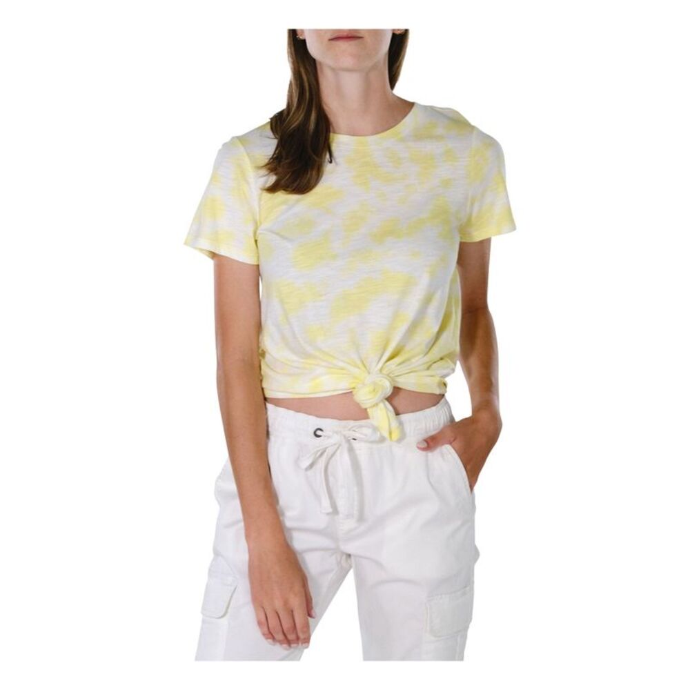 SANCTUARY Womens Yellow Tie Dye Short Sleeve Crew Neck T-Shirt XXS